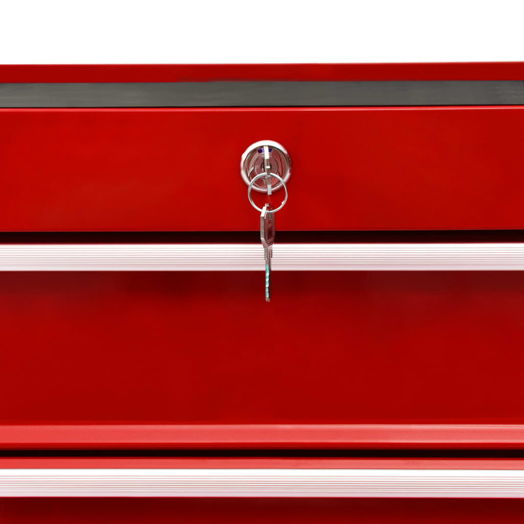 vidaXL Gereedschapswagen met 14 lades staal rood