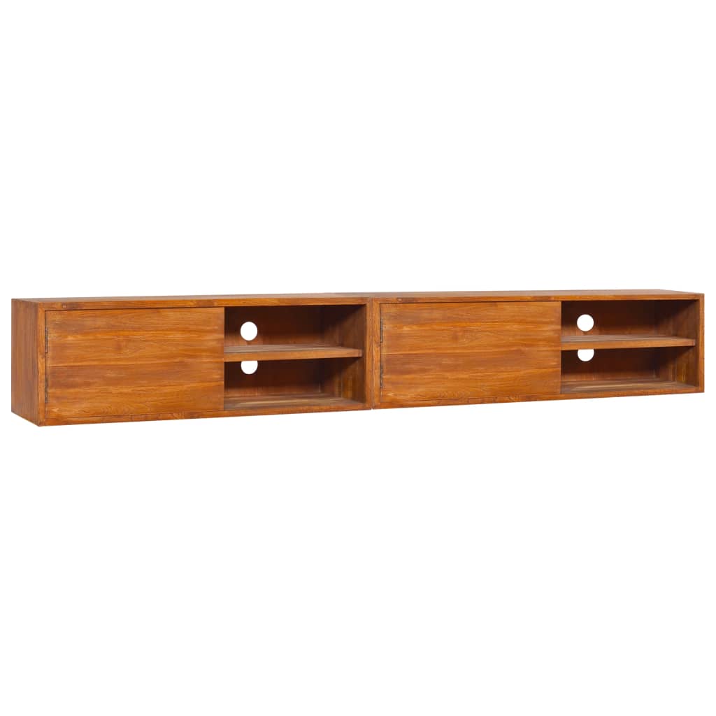 vidaXL Tv-meubel wandmontage 135x30x30 cm massief teakhout - Aashly
