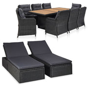 vidaXL 11-piece garden set poly rattan black