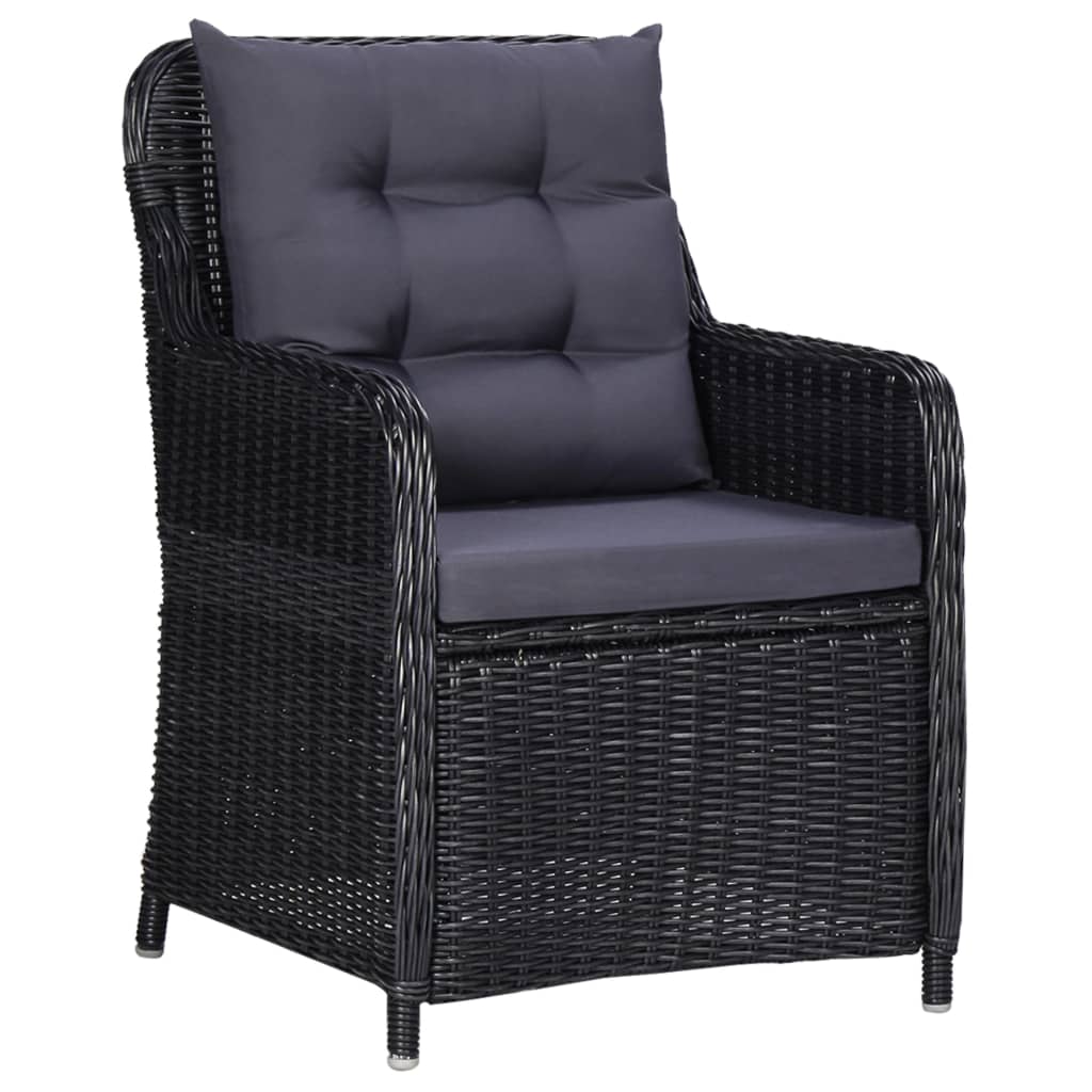 vidaXL 11-piece garden set poly rattan black