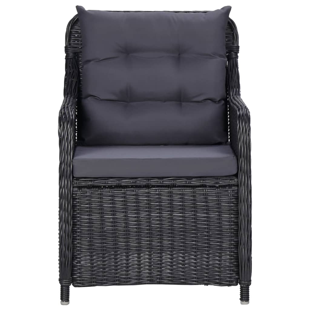 vidaXL 11-piece garden set poly rattan black