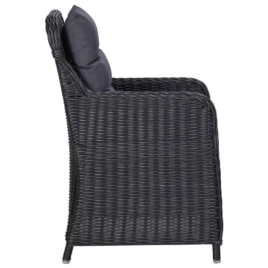 vidaXL 11-piece garden set poly rattan black