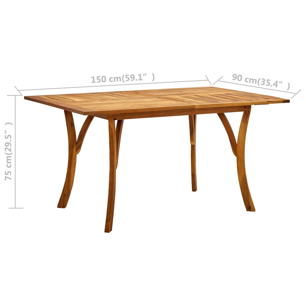 vidaXL 7-delige tuinset 150x90 cm massief acaciahout