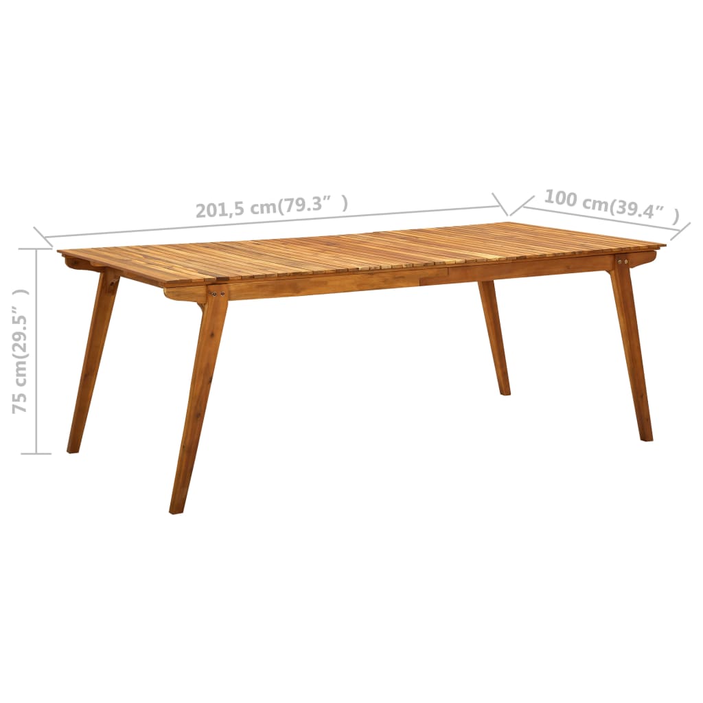 vidaXL 7-delige tuinset 201,5x100 cm massief acaciahout