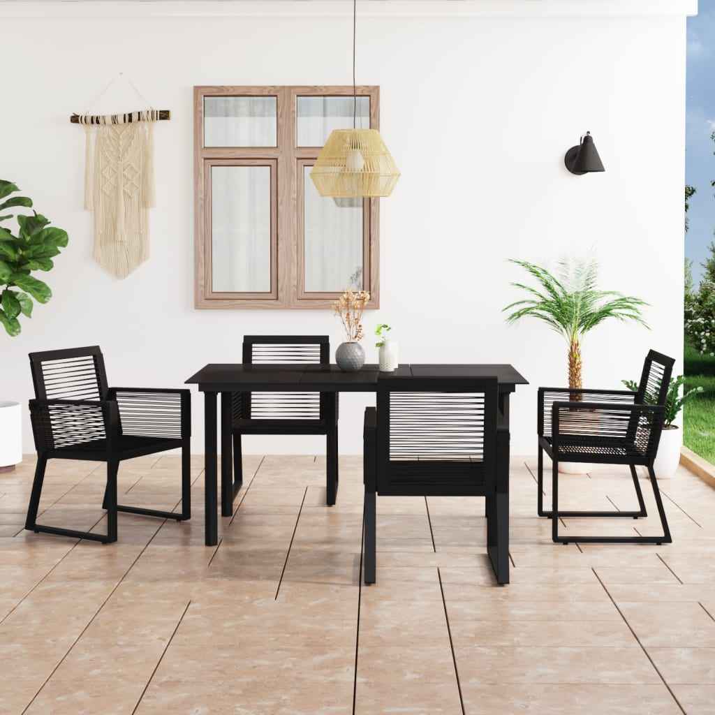 vidaXL 7-delige Tuinset PVC-rattan zwart