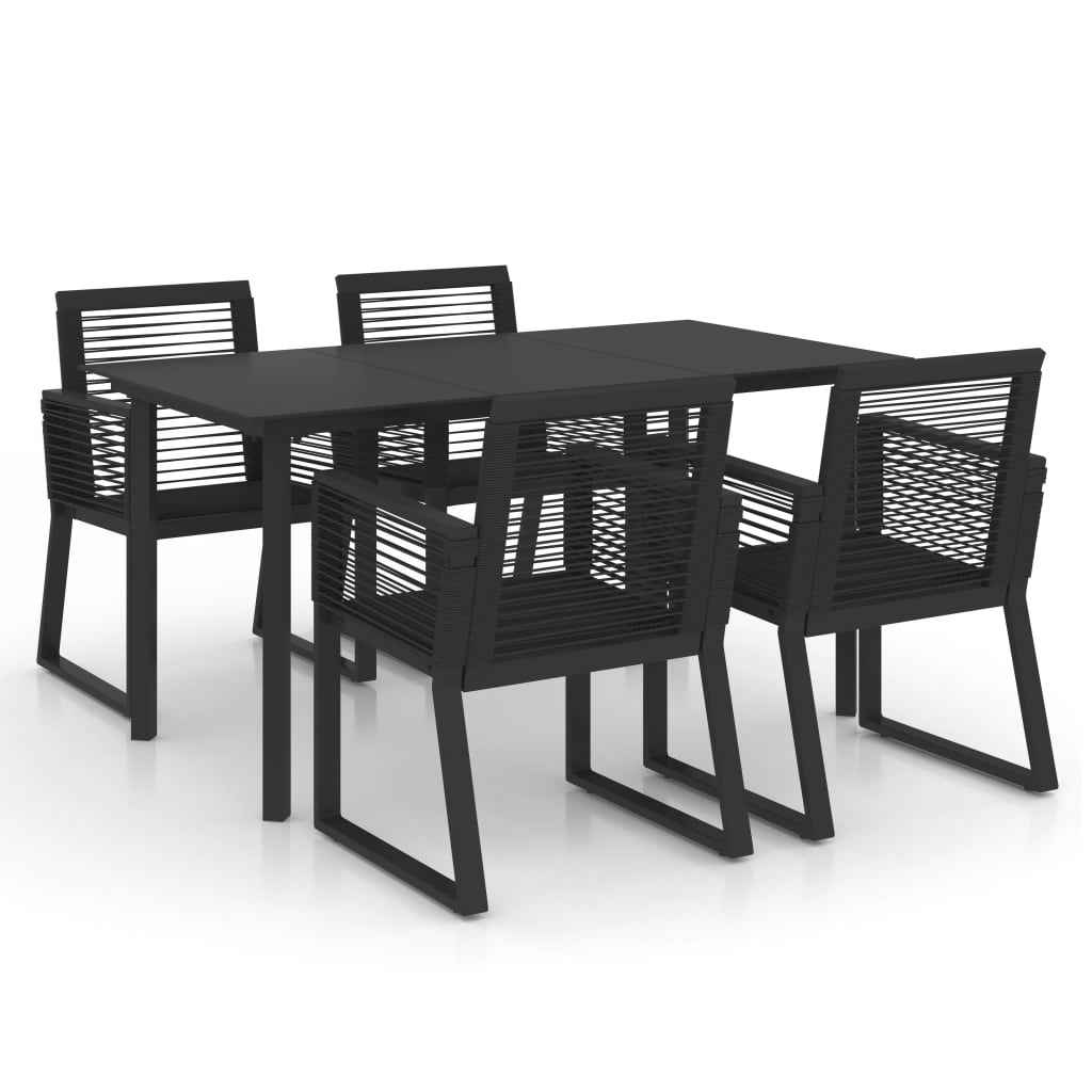 vidaXL 7-delige Tuinset PVC-rattan zwart