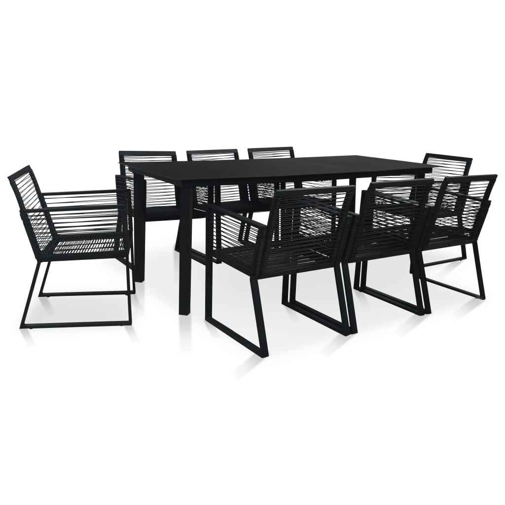 vidaXL 7-delige Tuinset PVC-rattan zwart