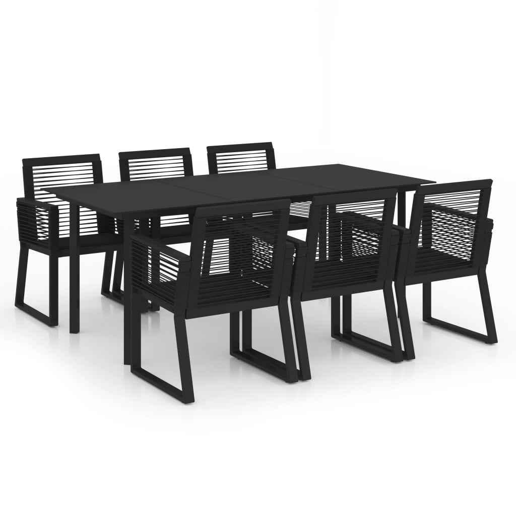 vidaXL 7-delige Tuinset PVC-rattan zwart