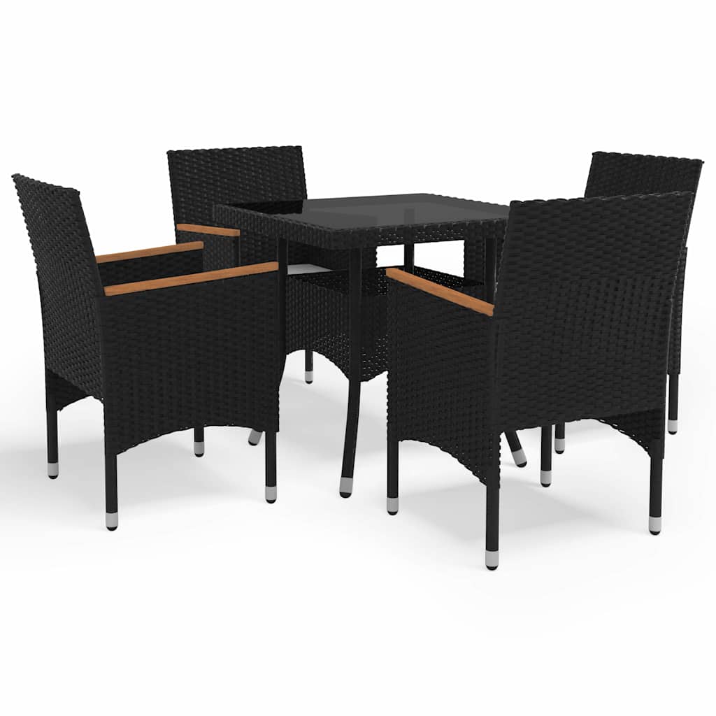 vidaXL 3-delige Tuinset poly rattan en acaciahout grijs