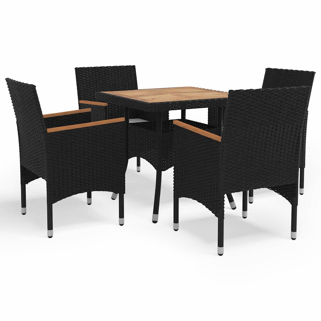 vidaXL 3-delige Tuinset poly rattan en acaciahout grijs