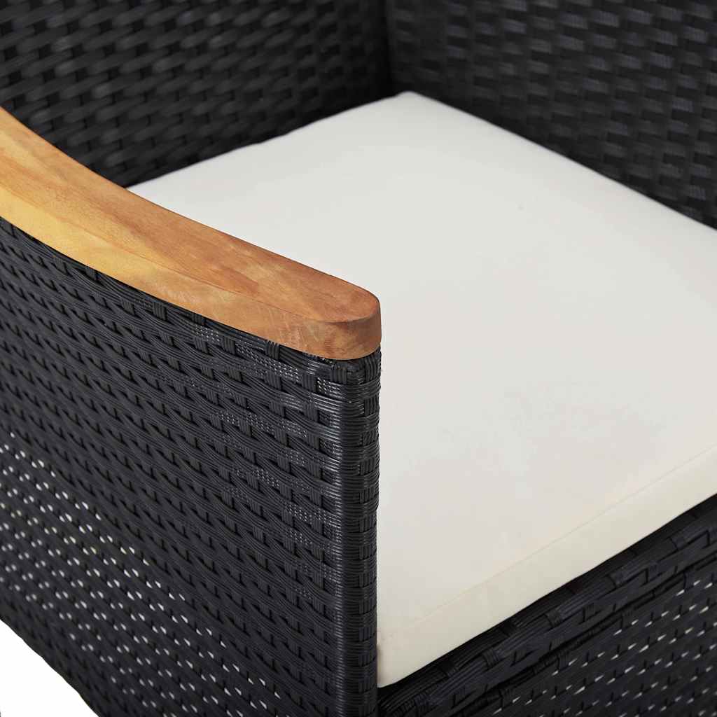 vidaXL 3-delige Tuinset poly rattan en acaciahout grijs