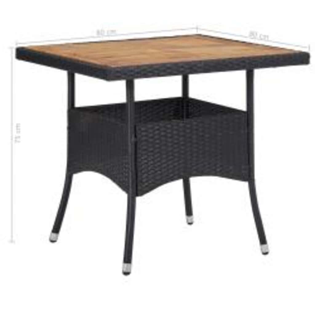 vidaXL 3-delige Tuinset poly rattan en acaciahout grijs