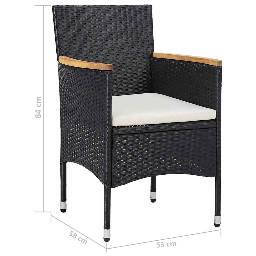 vidaXL 3-delige Tuinset poly rattan en acaciahout grijs