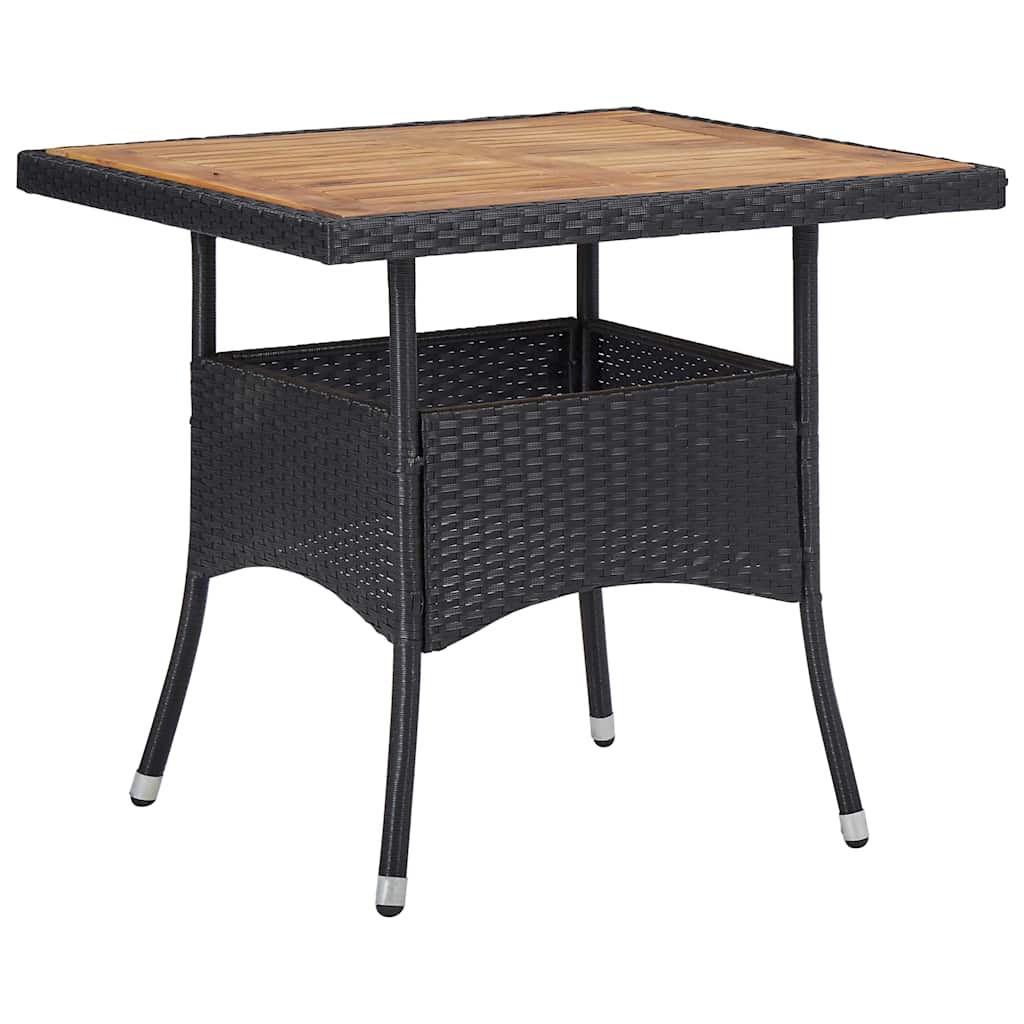 vidaXL 3-delige Tuinset poly rattan en acaciahout grijs