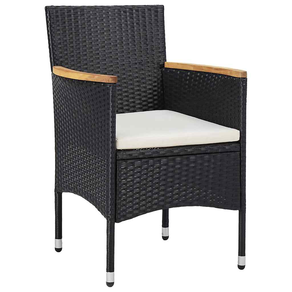 vidaXL 3-delige Tuinset poly rattan en acaciahout grijs