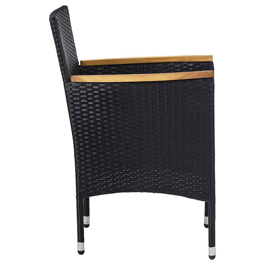 vidaXL 3-delige Tuinset poly rattan en acaciahout grijs