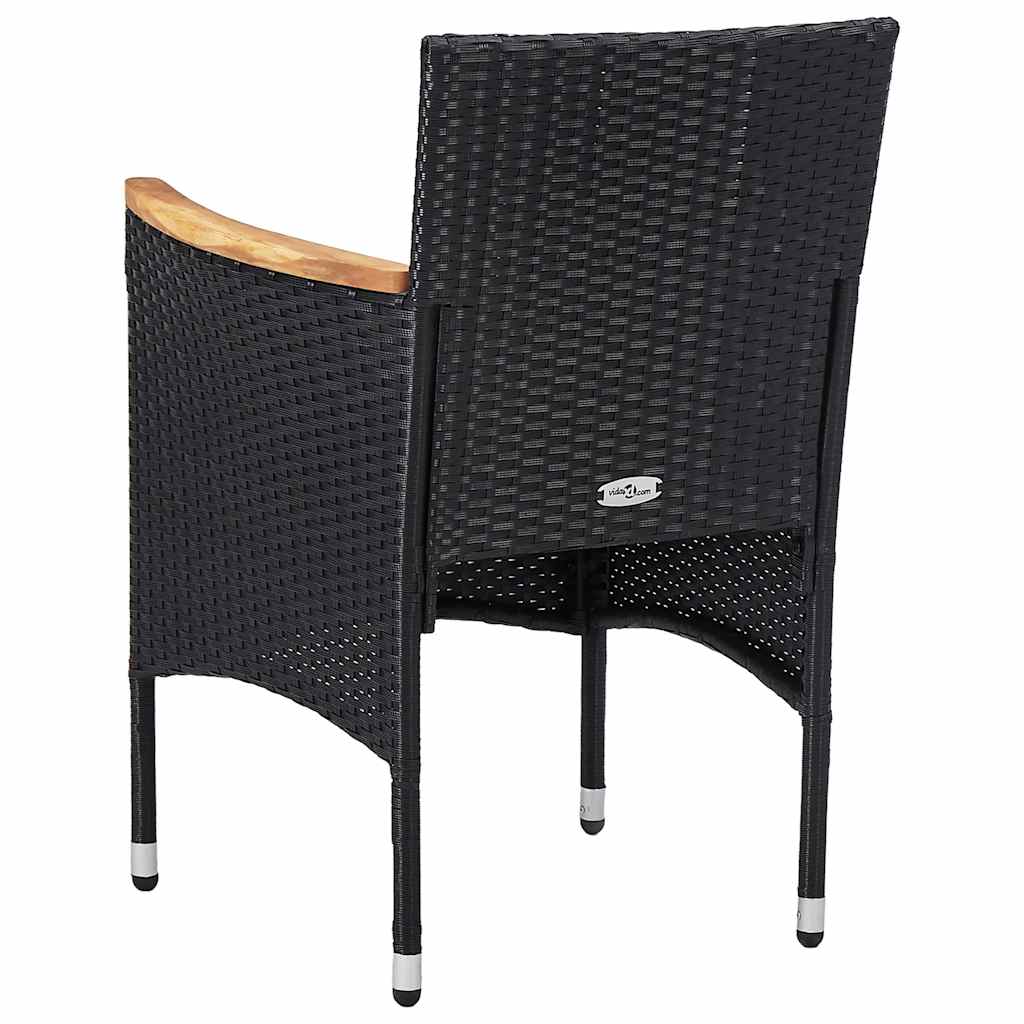 vidaXL 3-delige Tuinset poly rattan en acaciahout grijs