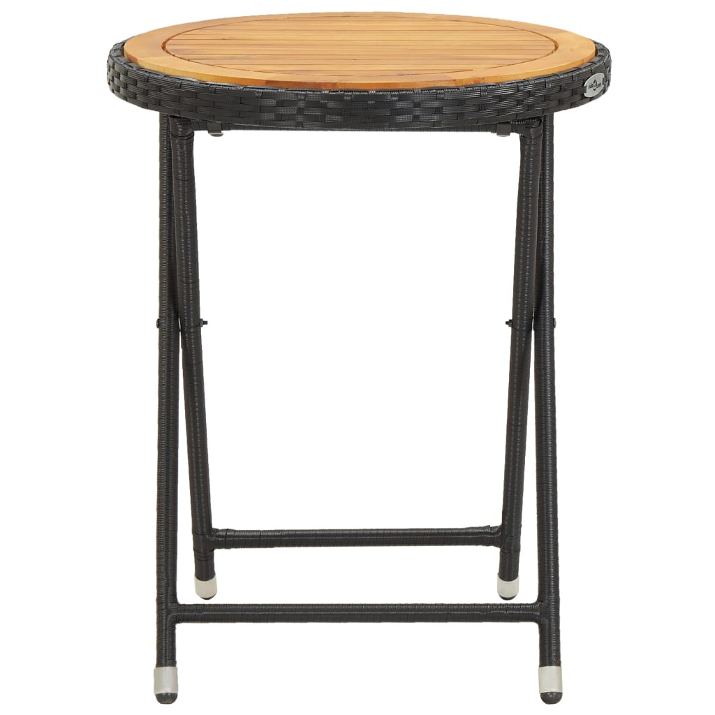 vidaXL 3-delige Bistroset poly rattan en acaciahout zwart