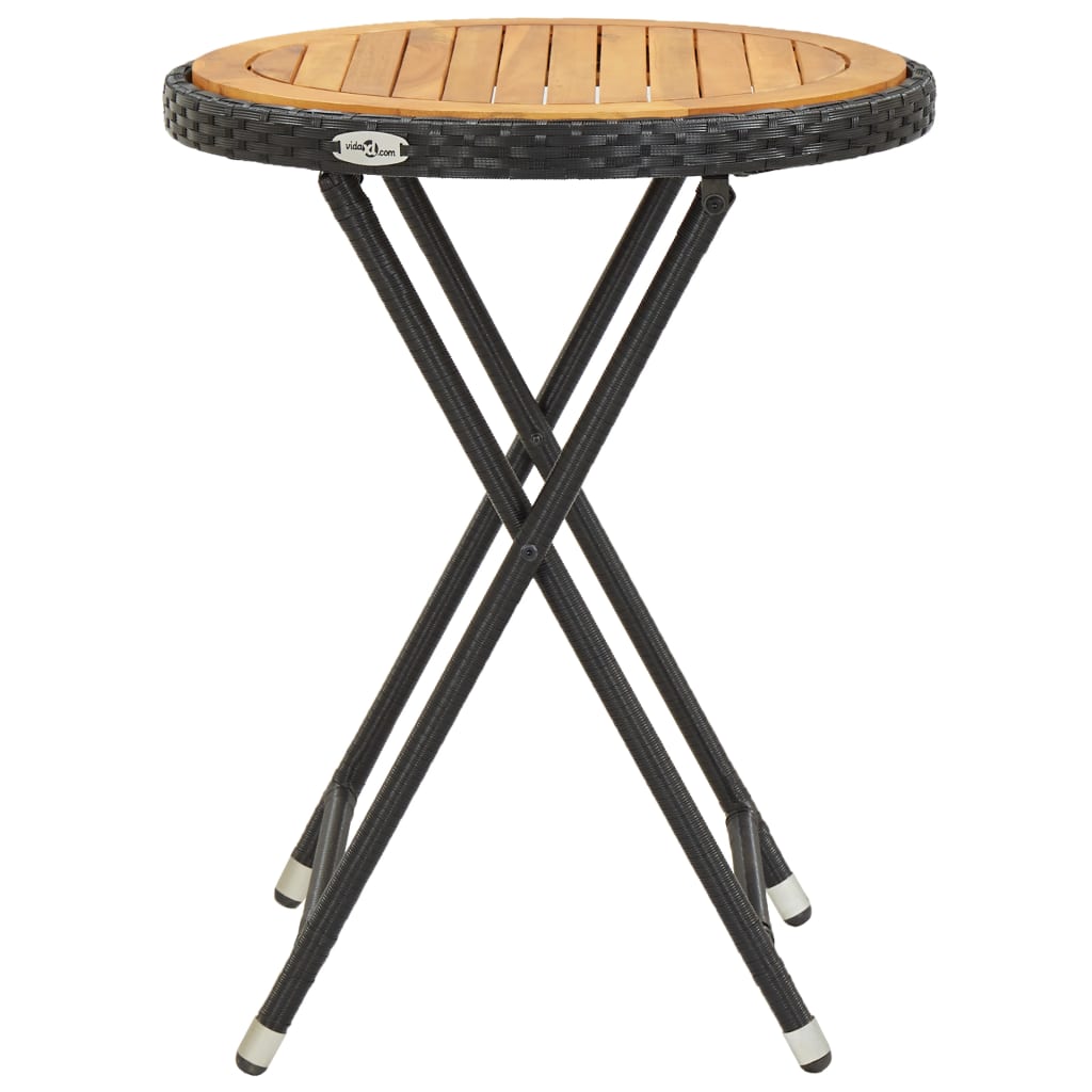 vidaXL 3-delige Bistroset poly rattan en acaciahout zwart