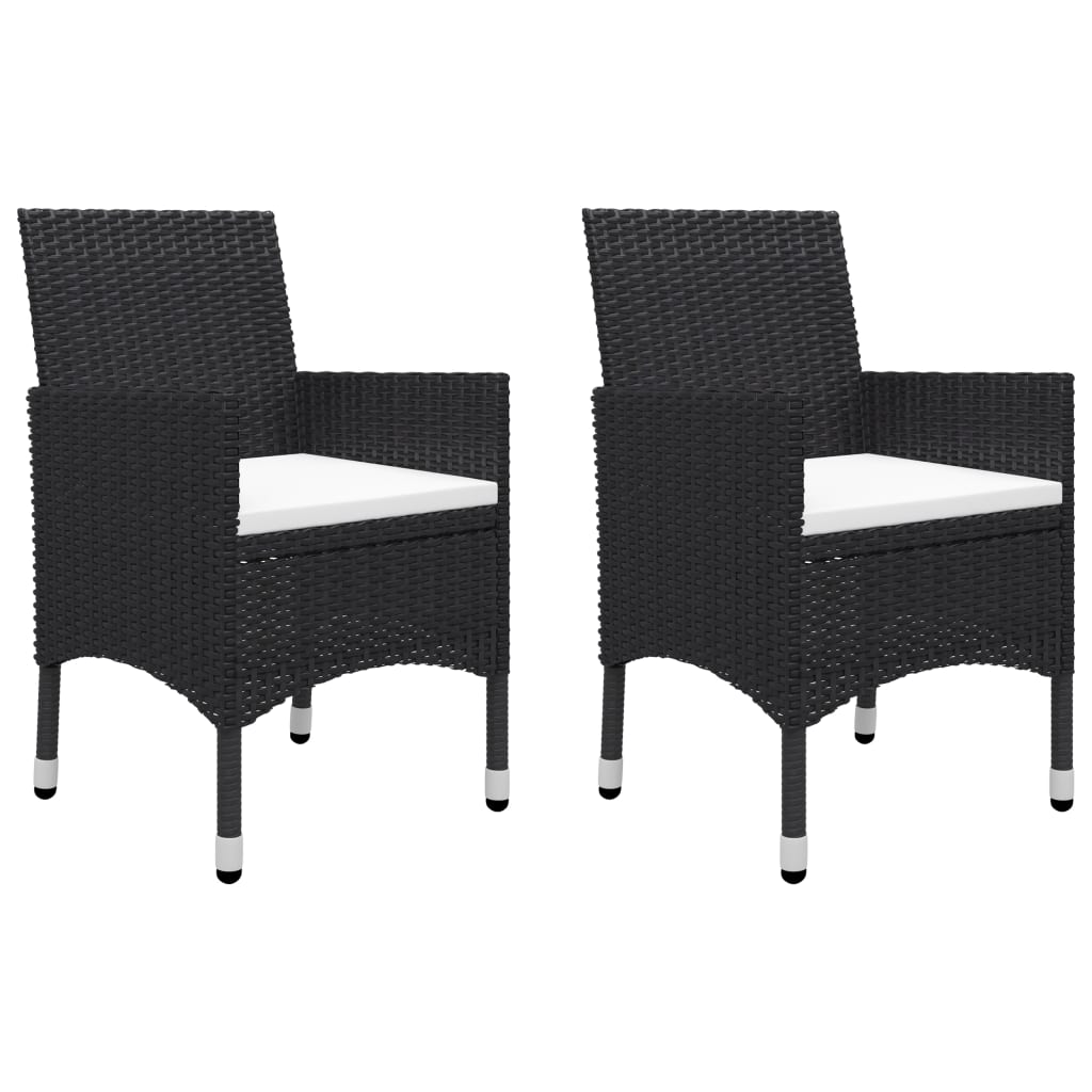 vidaXL 3-delige Bistroset poly rattan en acaciahout zwart
