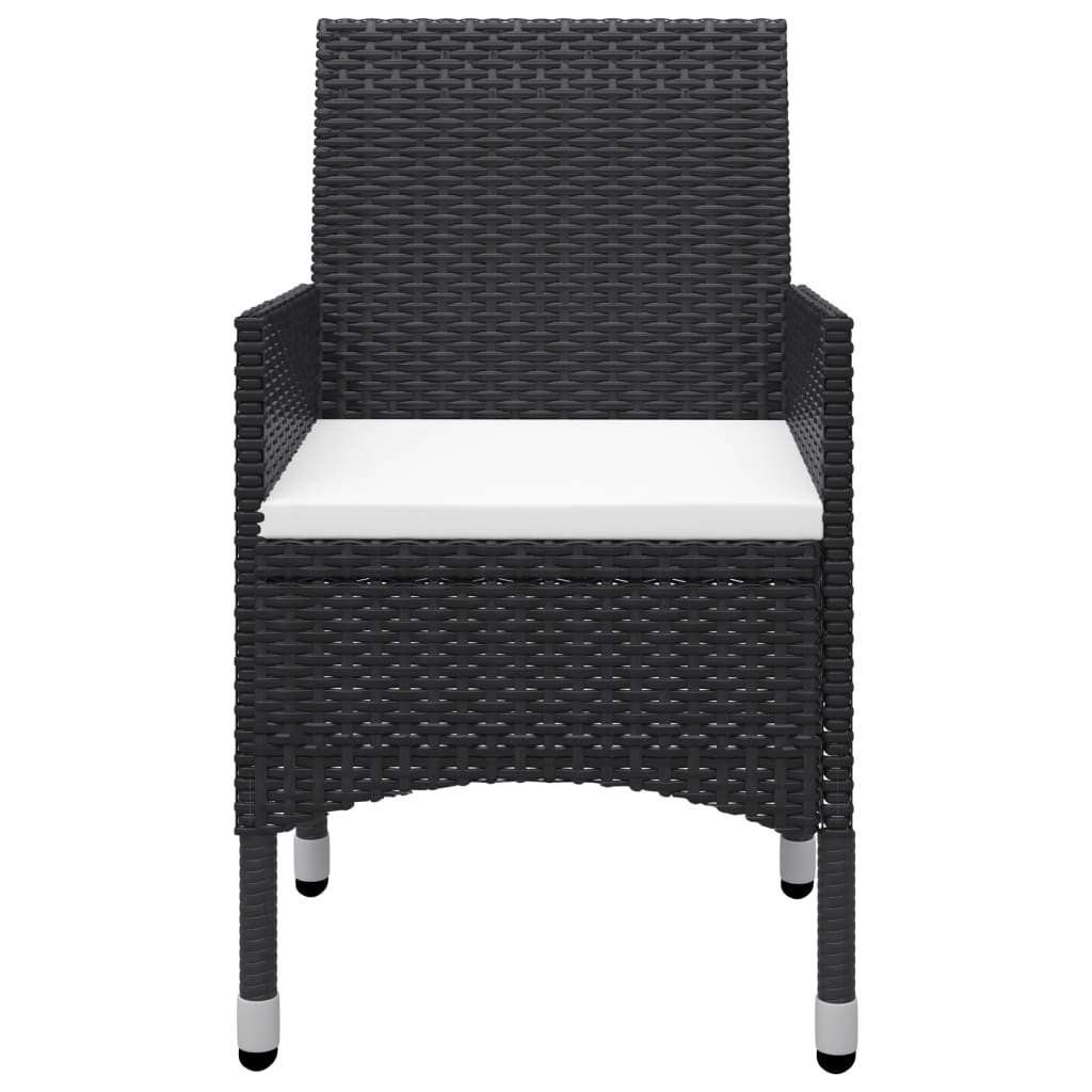 vidaXL 3-delige Bistroset poly rattan en acaciahout zwart