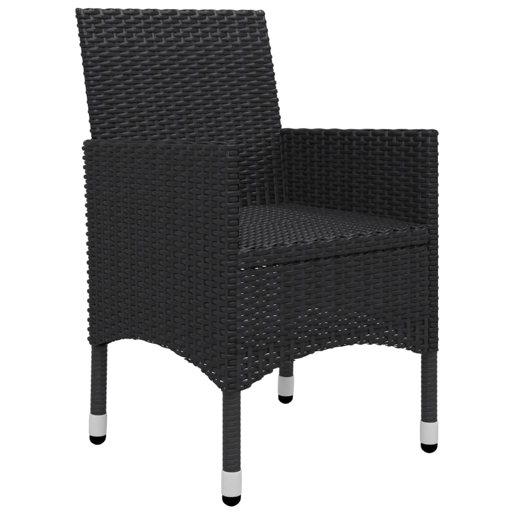 vidaXL 3-delige Bistroset poly rattan en acaciahout zwart