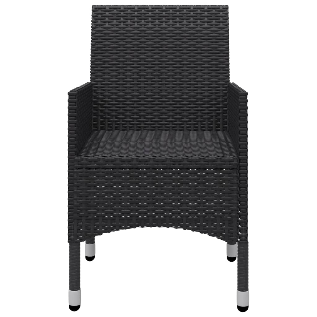 vidaXL 3-delige Bistroset poly rattan en acaciahout zwart