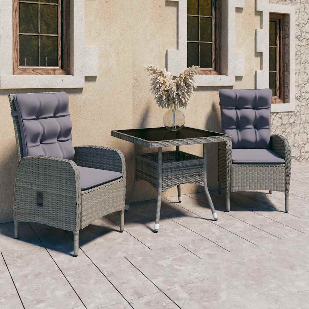 vidaXL 5-delige Tuinset poly rattan en glas zwart
