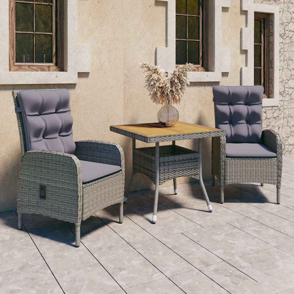vidaXL 5-delige Tuinset poly rattan en glas zwart