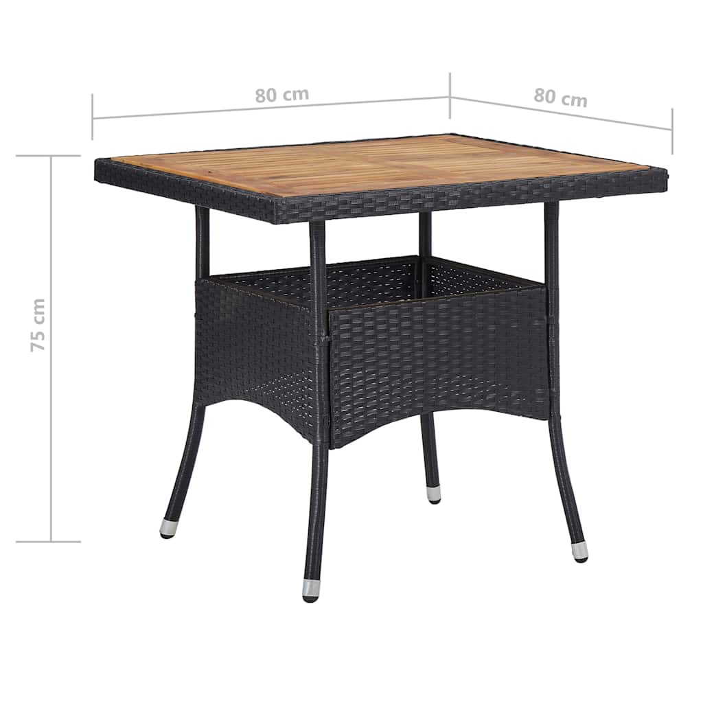 vidaXL 5-delige Tuinset poly rattan en glas zwart