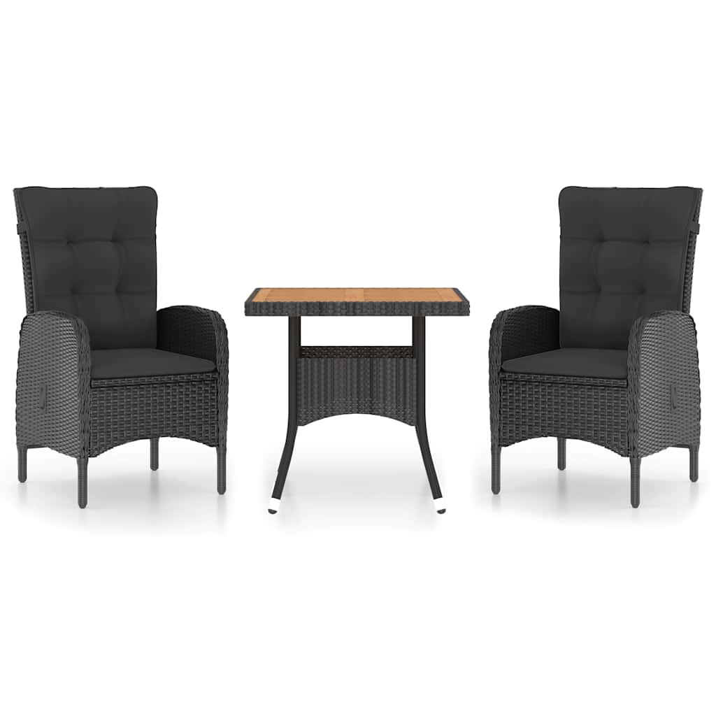 vidaXL 5-delige Tuinset poly rattan en glas zwart