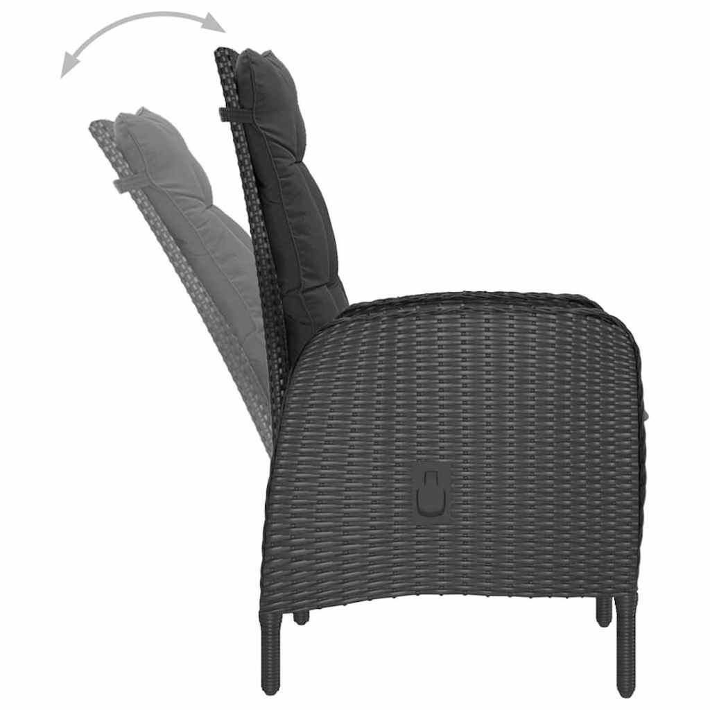 vidaXL 5-delige Tuinset poly rattan en glas zwart