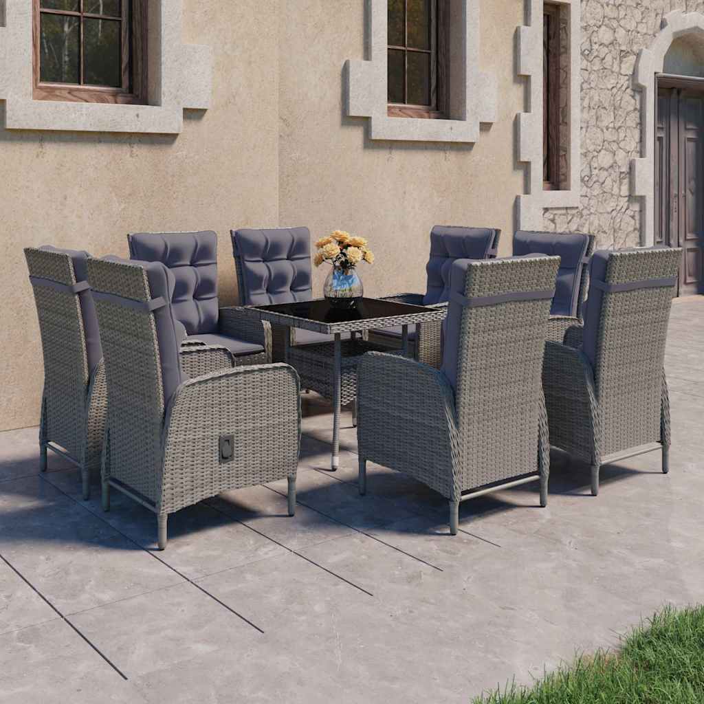 vidaXL 5-delige Tuinset poly rattan en glas zwart
