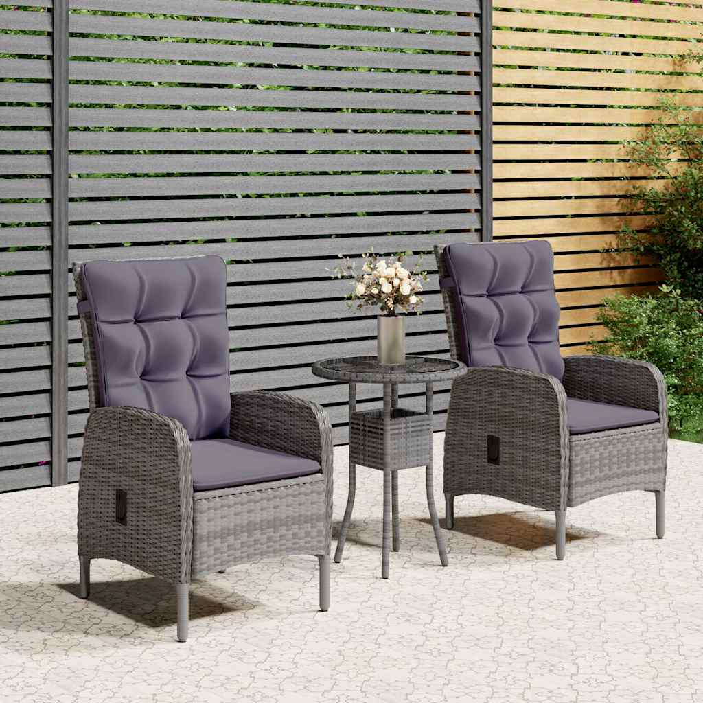 vidaXL 3-delige Bistroset poly rattan zwart