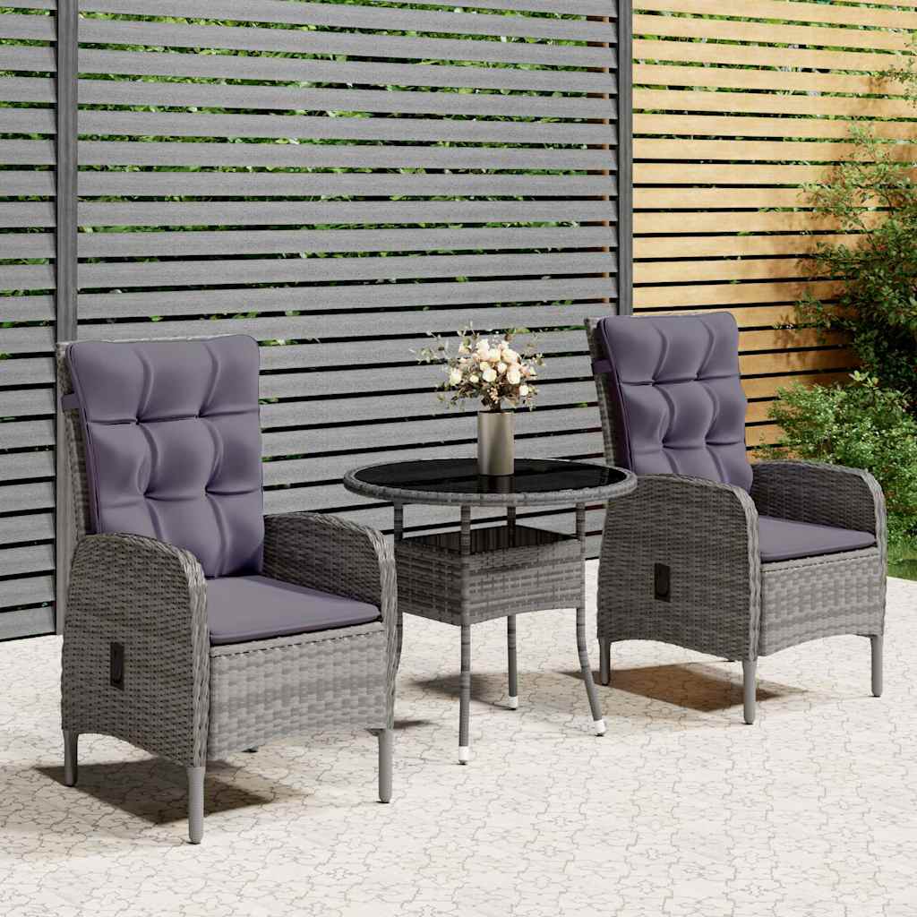 vidaXL 3-delige Bistroset poly rattan zwart