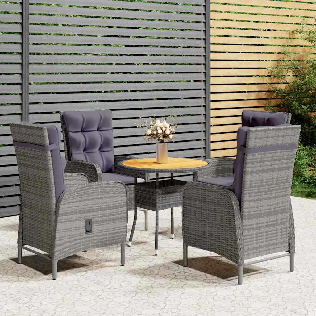 vidaXL 3-delige Bistroset poly rattan zwart