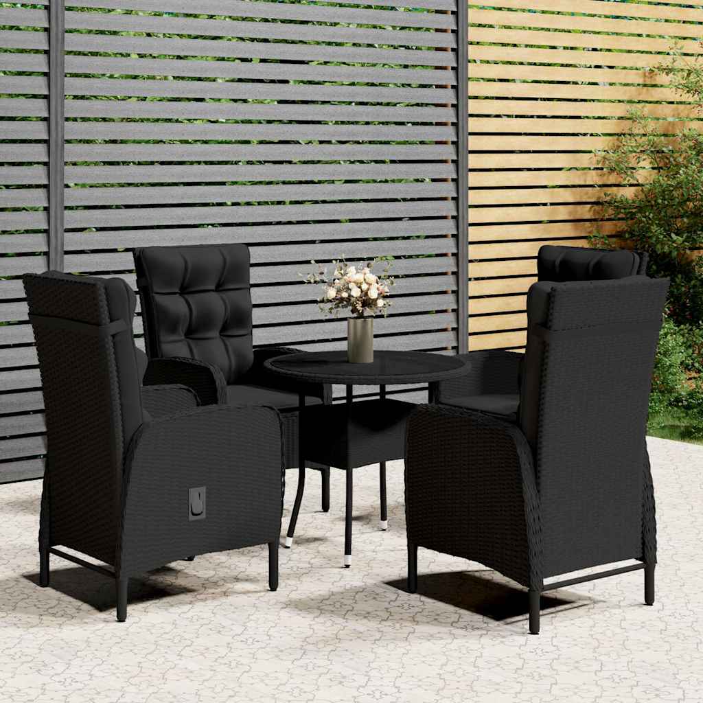 vidaXL 3-delige Bistroset poly rattan zwart