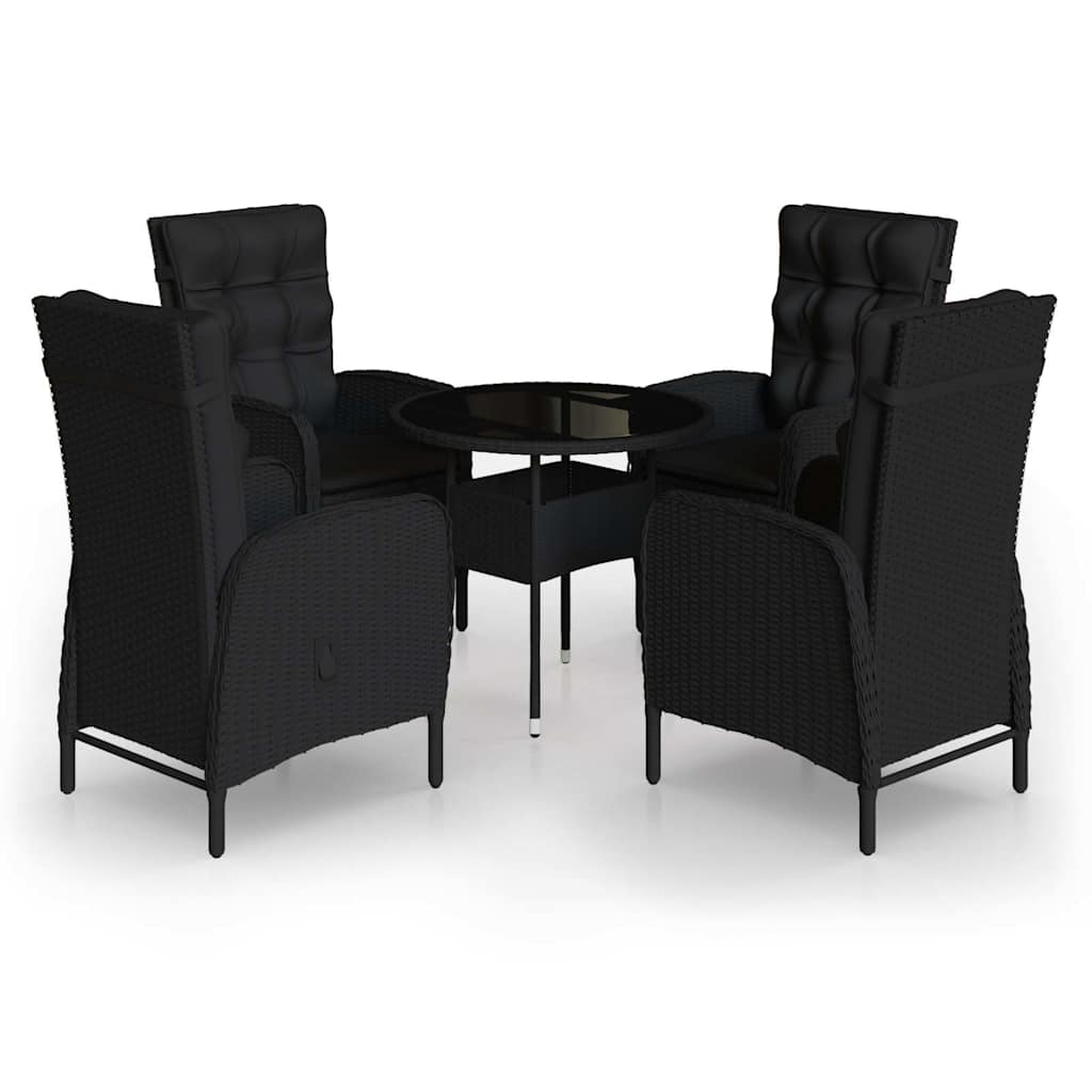 vidaXL 3-delige Bistroset poly rattan zwart