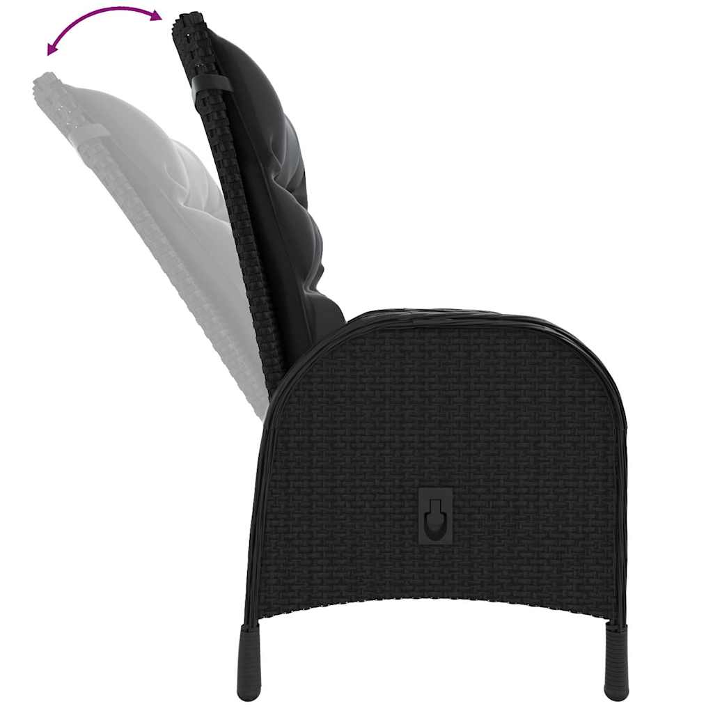 vidaXL 3-delige Bistroset poly rattan zwart