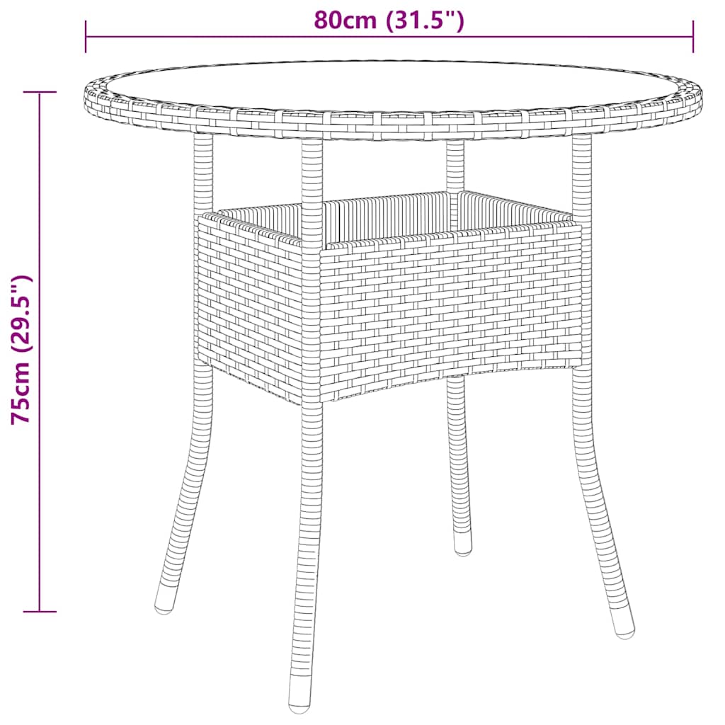 vidaXL 3-delige Bistroset poly rattan zwart