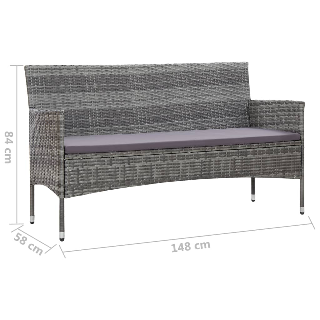 vidaXL 2-delige Loungeset met kussen poly rattan grijs