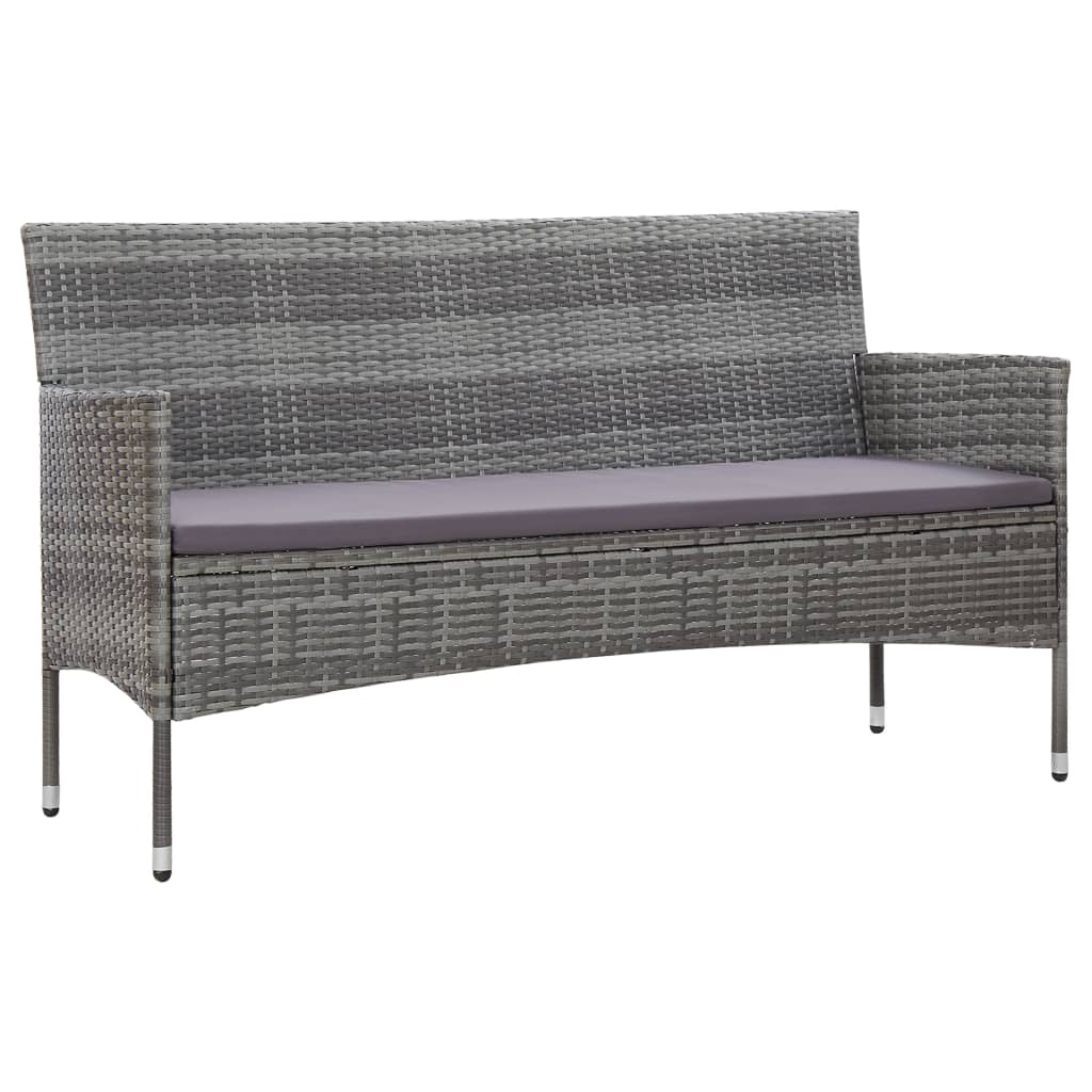 vidaXL 2-delige Loungeset met kussen poly rattan grijs