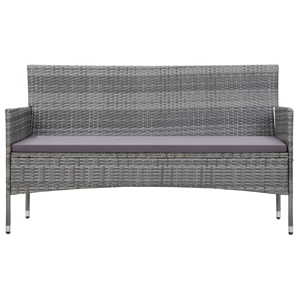 vidaXL 2-delige Loungeset met kussen poly rattan grijs