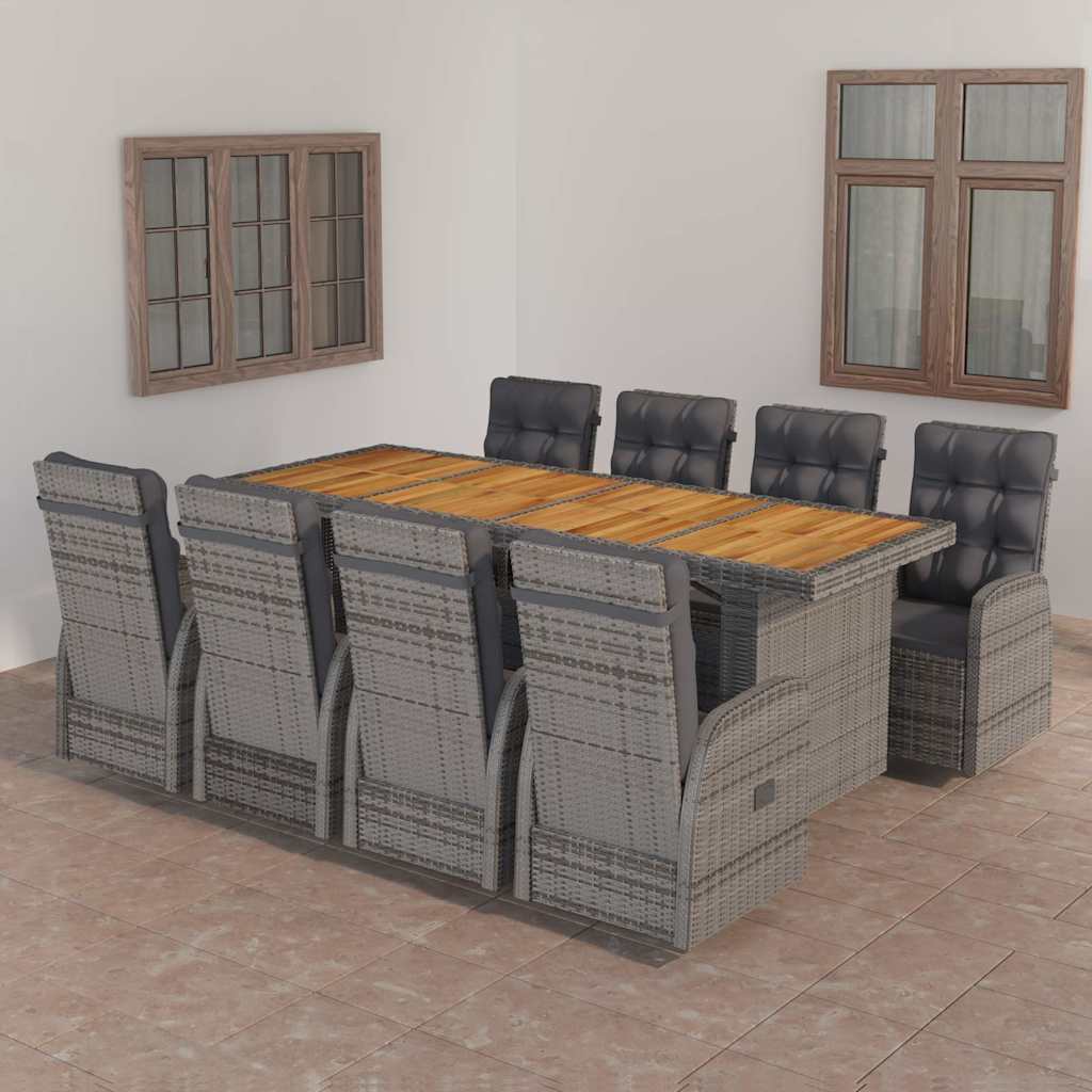 vidaXL 7-delige Tuinset met kussens poly rattan zwart