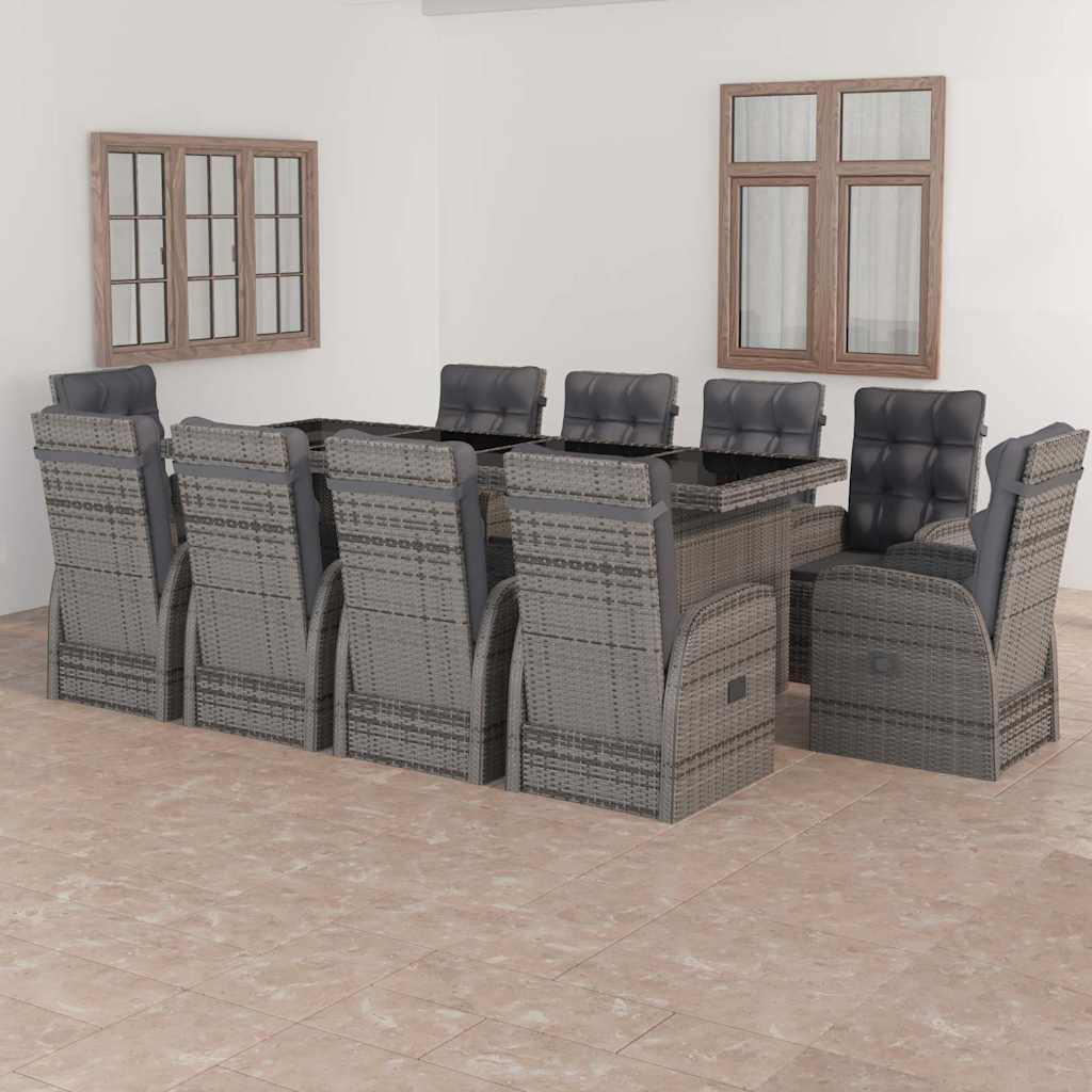 vidaXL 7-delige Tuinset met kussens poly rattan zwart