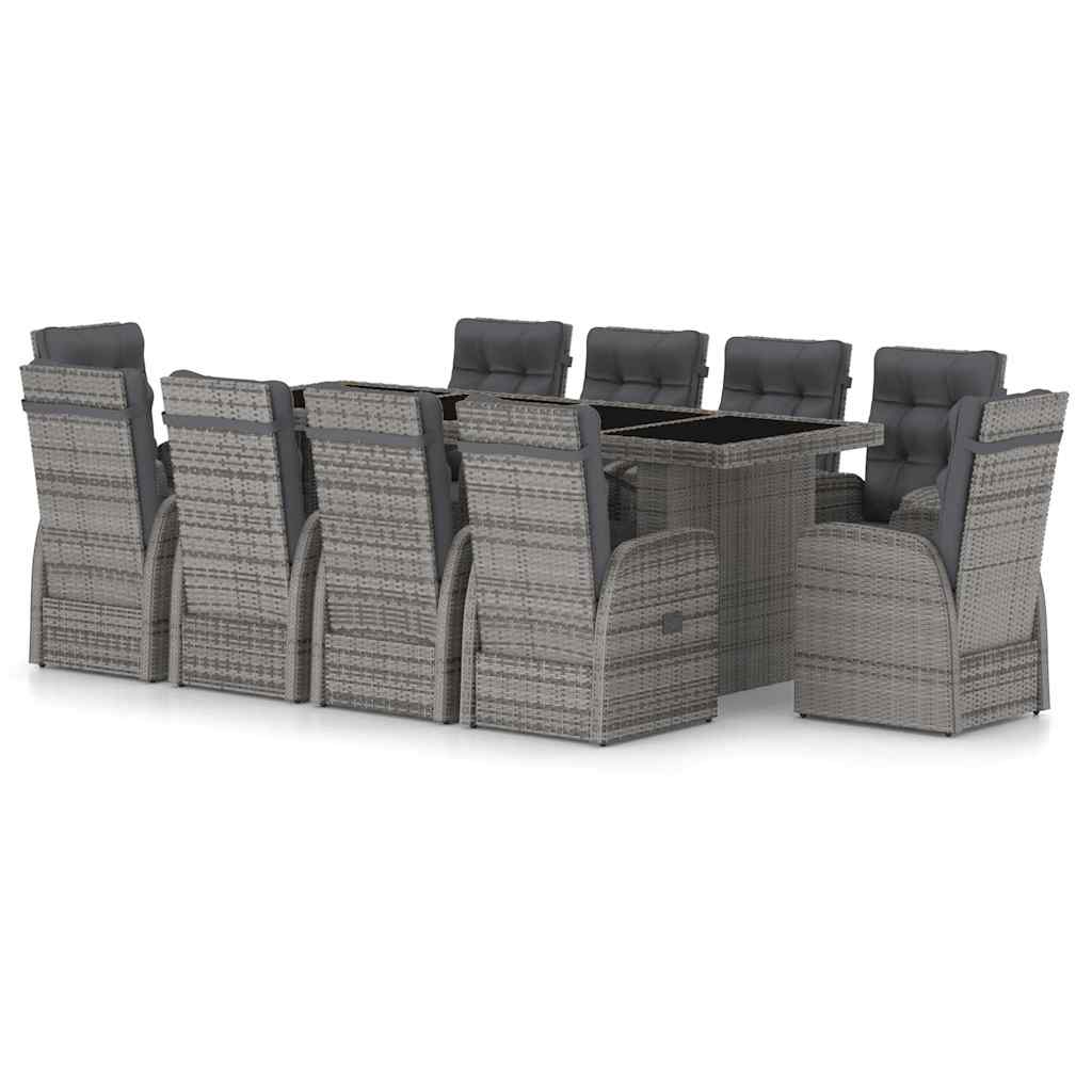 vidaXL 7-delige Tuinset met kussens poly rattan zwart