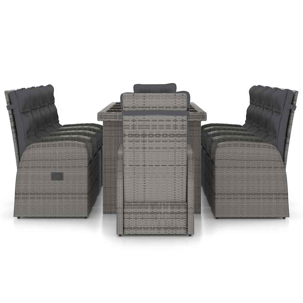 vidaXL 7-delige Tuinset met kussens poly rattan zwart