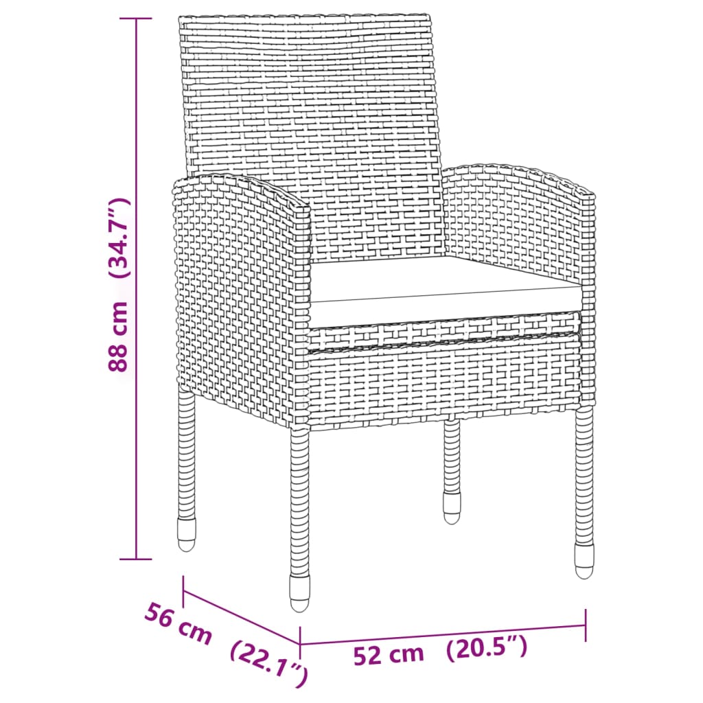 vidaXL 9-delige Tuinset poly rattan zwart
