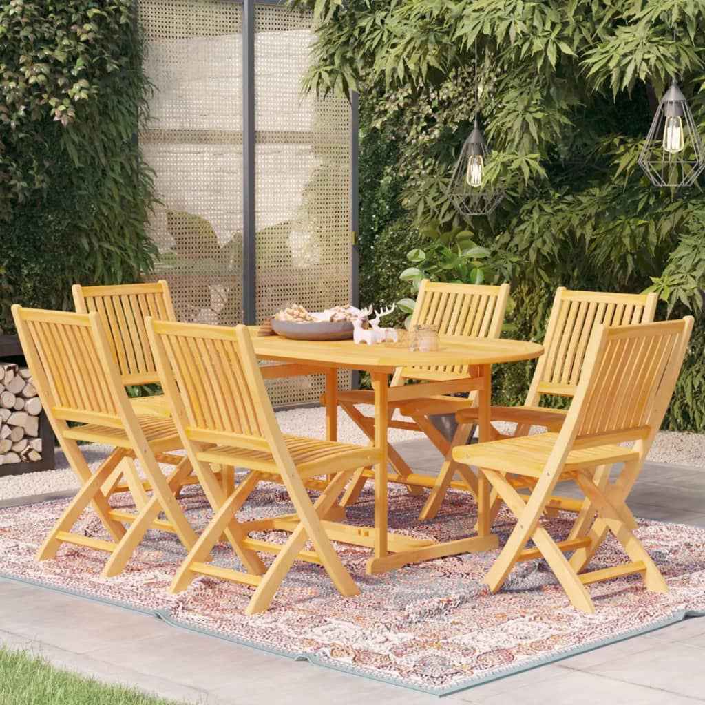 vidaXL 7-delige Tuinset massief teakhout