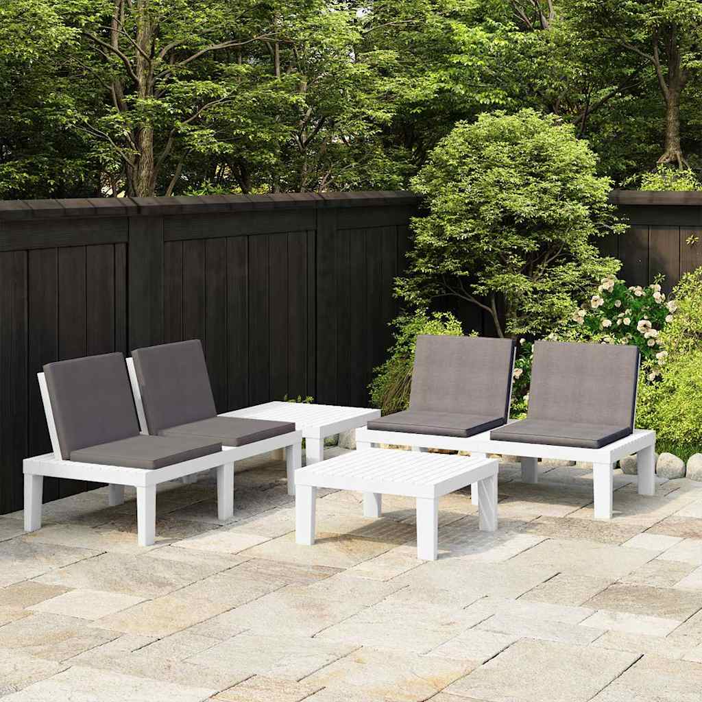 vidaXL 6-delige Loungeset met kussens kunststof grijs